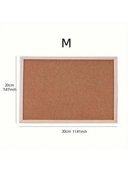 1pc Wooden Soft Cork Board With Solid Wood Frame- Single-Sided Office And Home Memo Board, Wall-Mounted Cork Board For Photos And Notes