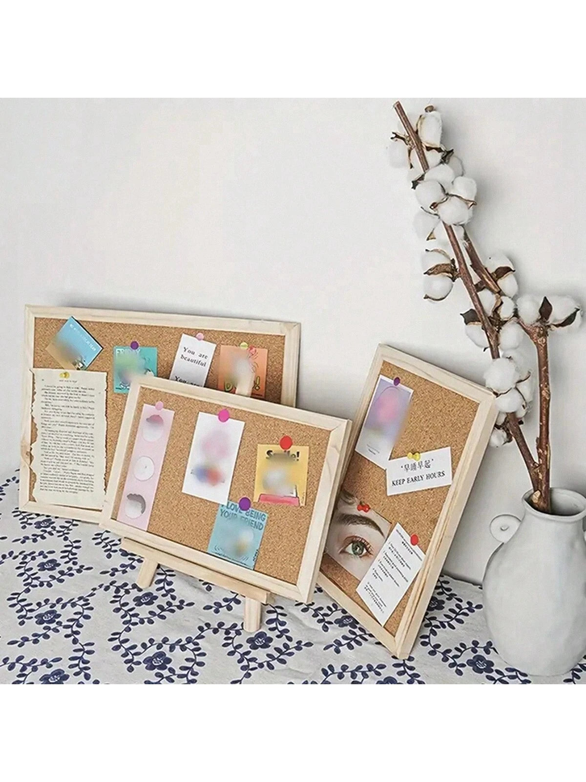1pc Wooden Soft Cork Board With Solid Wood Frame- Single-Sided Office And Home Memo Board, Wall-Mounted Cork Board For Photos And Notes