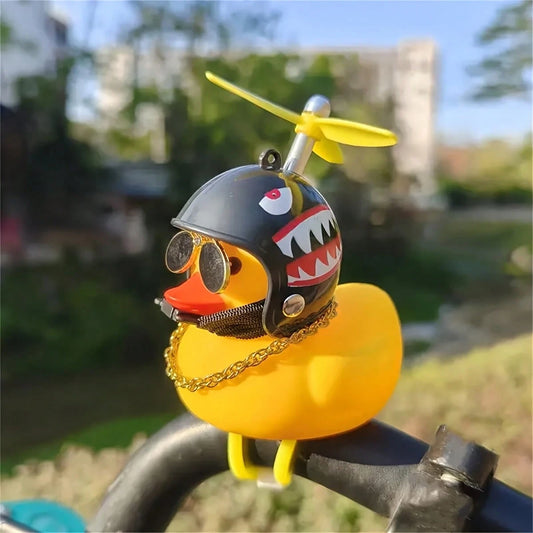 1pc Yellow Duck Bicycle Bell With Propeller Helmet- Adorable Rubber Duck Car Horn, Bike Accessory & Car Dashboard Decor, Quirky Gift For Duck Lovers