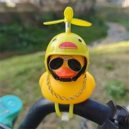 1pc Yellow Duck Bicycle Bell With Propeller Helmet- Adorable Rubber Duck Car Horn, Bike Accessory & Car Dashboard Decor, Quirky Gift For Duck Lovers