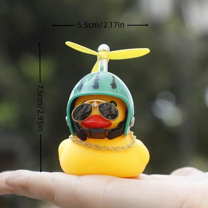 1pc Yellow Duck Bicycle Bell With Propeller Helmet- Adorable Rubber Duck Car Horn, Bike Accessory & Car Dashboard Decor, Quirky Gift For Duck Lovers
