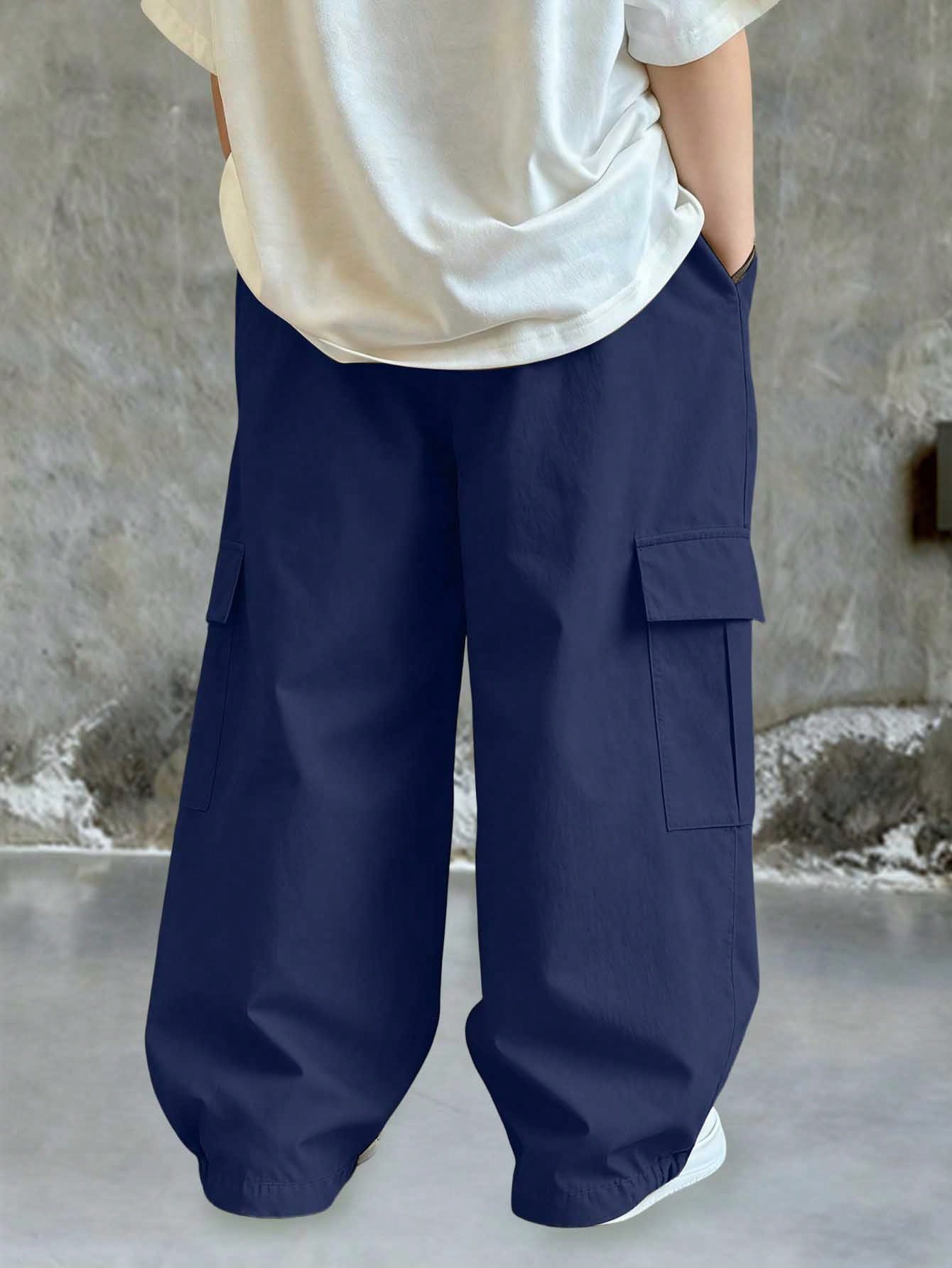 1pc Young Boys' Fashionable Versatile Casual Comfortable Street Chic Commute School Vacation Daily Wear Dirt-Resistant Soft Multi-Pocket Straight Leg Cargo Pants, Spring/Summer/Autumn/Winter