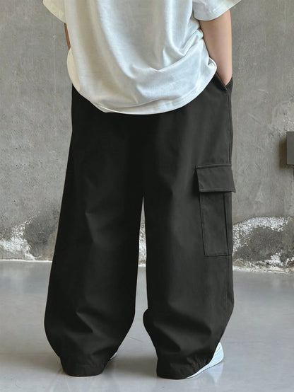 1pc Young Boys' Fashionable Versatile Casual Comfortable Street Chic Commute School Vacation Daily Wear Dirt-Resistant Soft Multi-Pocket Straight Leg Cargo Pants, Spring/Summer/Autumn/Winter
