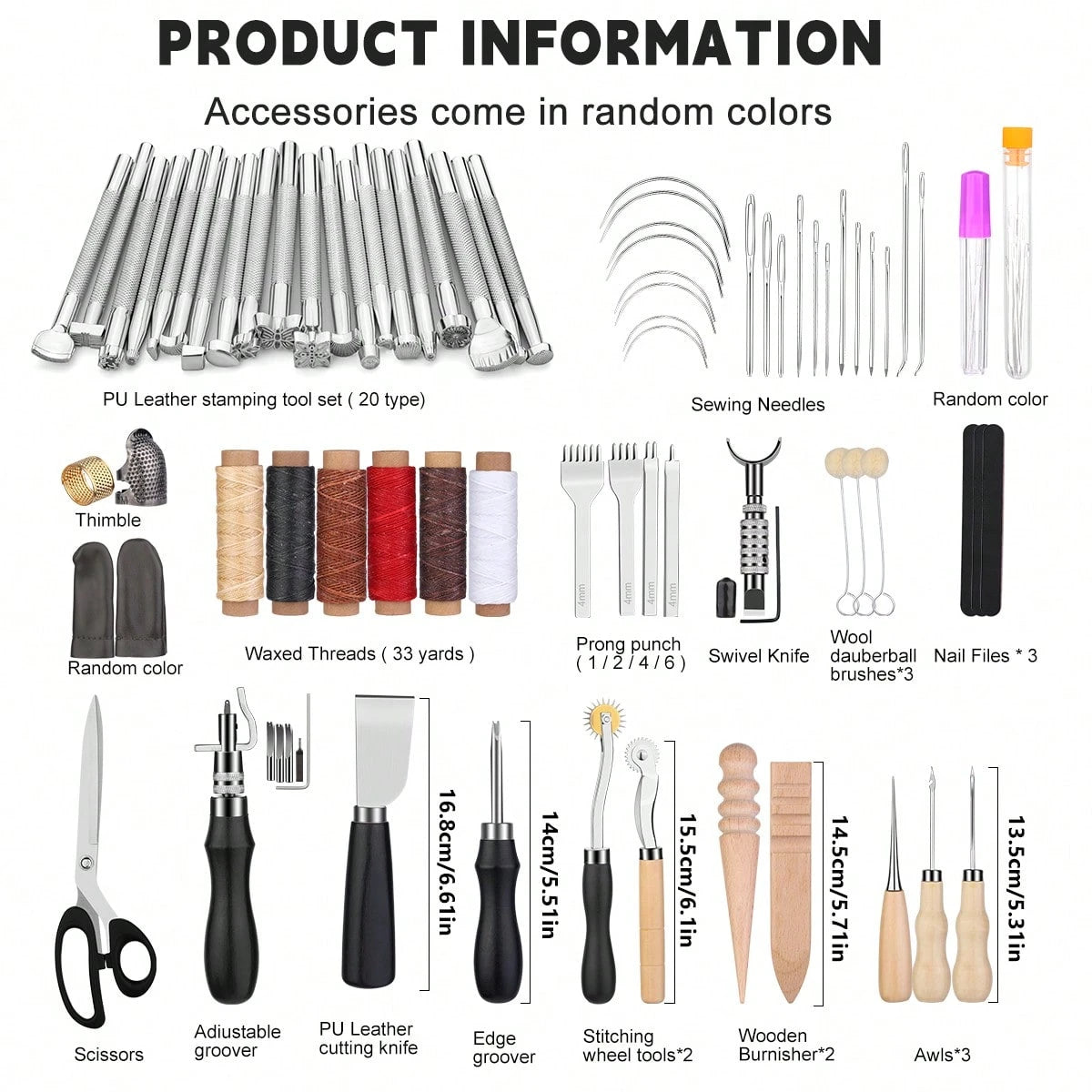 1Set Leather Working Tools Leather Craft Tools For Carving Stamping Sewing Punching Cutting With Custom Custom Storage Bag Professional Tooling Kit For Crafting, Repair & DIY Projects