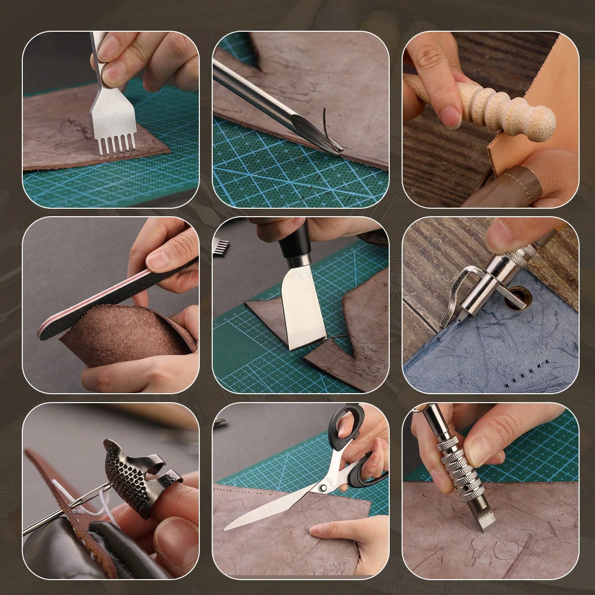 1Set Leather Working Tools Leather Craft Tools For Carving Stamping Sewing Punching Cutting With Custom Custom Storage Bag Professional Tooling Kit For Crafting, Repair & DIY Projects