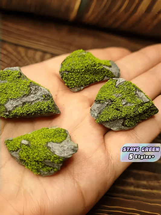 1SET Natural Stones Aquatic Moss Plants Miniature Sculptures Aquarium Decoration For Aquascape Forest Landscape Outdoor Handmade Miniature Scene Building Fish Tank Decor Home Office Gift