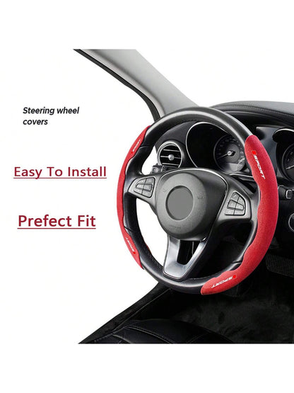 1set Premium Suede Breathable And Non-Slip Segmented Car Steering Wheel Cover For Toyota For Yaris For Camry For Tacoma For RAV4 For Corolla For Lexus Nissan For Chevrolet KIA