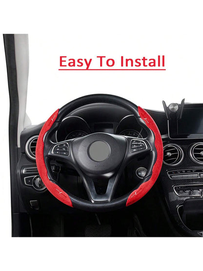 1set Premium Suede Breathable And Non-Slip Segmented Car Steering Wheel Cover For Toyota For Yaris For Camry For Tacoma For RAV4 For Corolla For Lexus Nissan For Chevrolet KIA