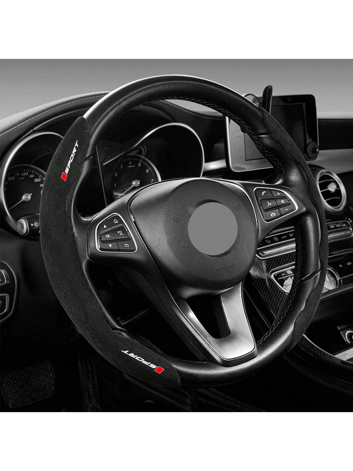 1set Premium Suede Breathable And Non-Slip Segmented Car Steering Wheel Cover For Toyota For Yaris For Camry For Tacoma For RAV4 For Corolla For Lexus Nissan For Chevrolet KIA