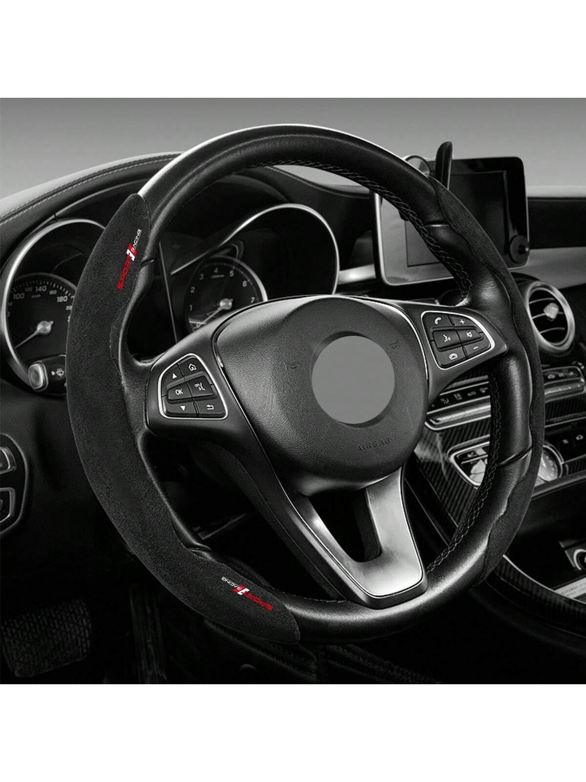 1set Premium Suede Breathable And Non-Slip Segmented Car Steering Wheel Cover For Toyota For Yaris For Camry For Tacoma For RAV4 For Corolla For Lexus Nissan For Chevrolet KIA