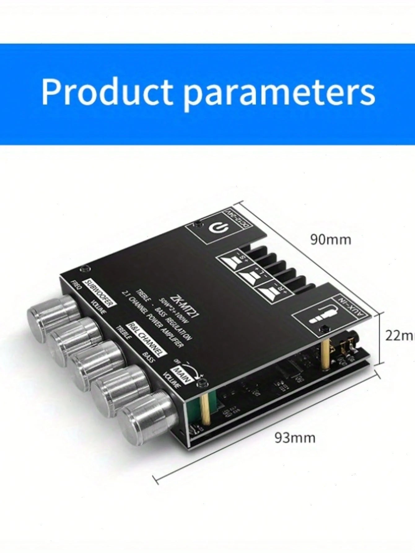 2.1 Channel Amplifier Board 50W*2+100W With Treble And Bass Adjustment, DIY Speaker Home Theater