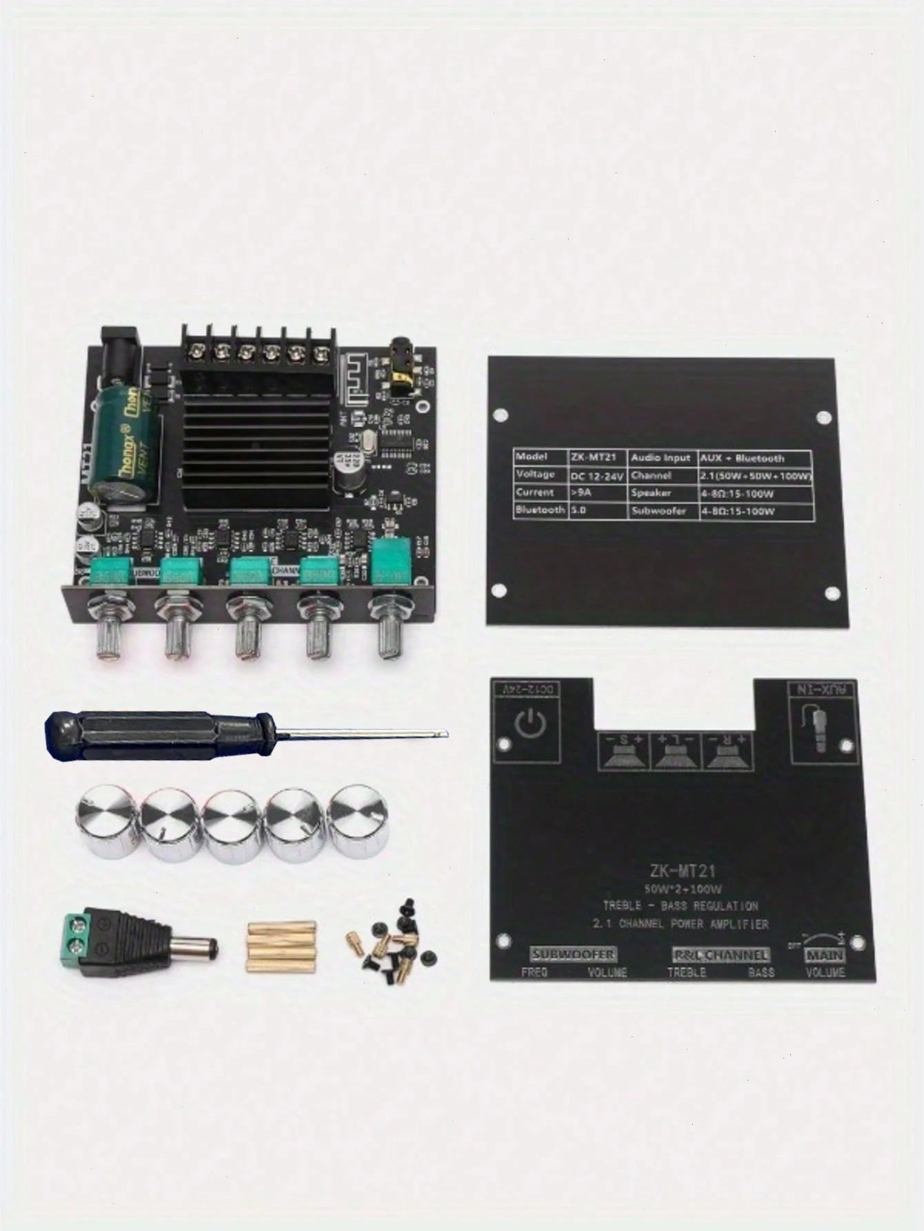 2.1 Channel Amplifier Board 50W*2+100W With Treble And Bass Adjustment, DIY Speaker Home Theater
