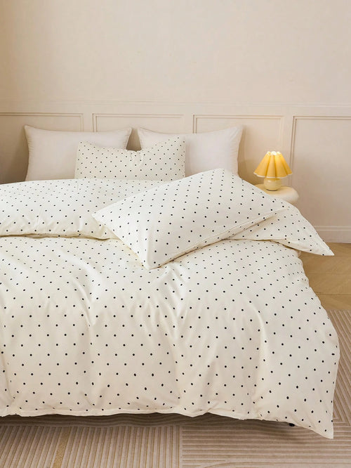 2/3pcs Minimalist Polka Dot Print Bedding Set, Made Of Soft And Comfortable Fabric, Breathable And Durable, Wrinkle-Resistant, Suitable As A Gift For Parents And Friends, Includes 1 Duvet Cover, 1/2 P