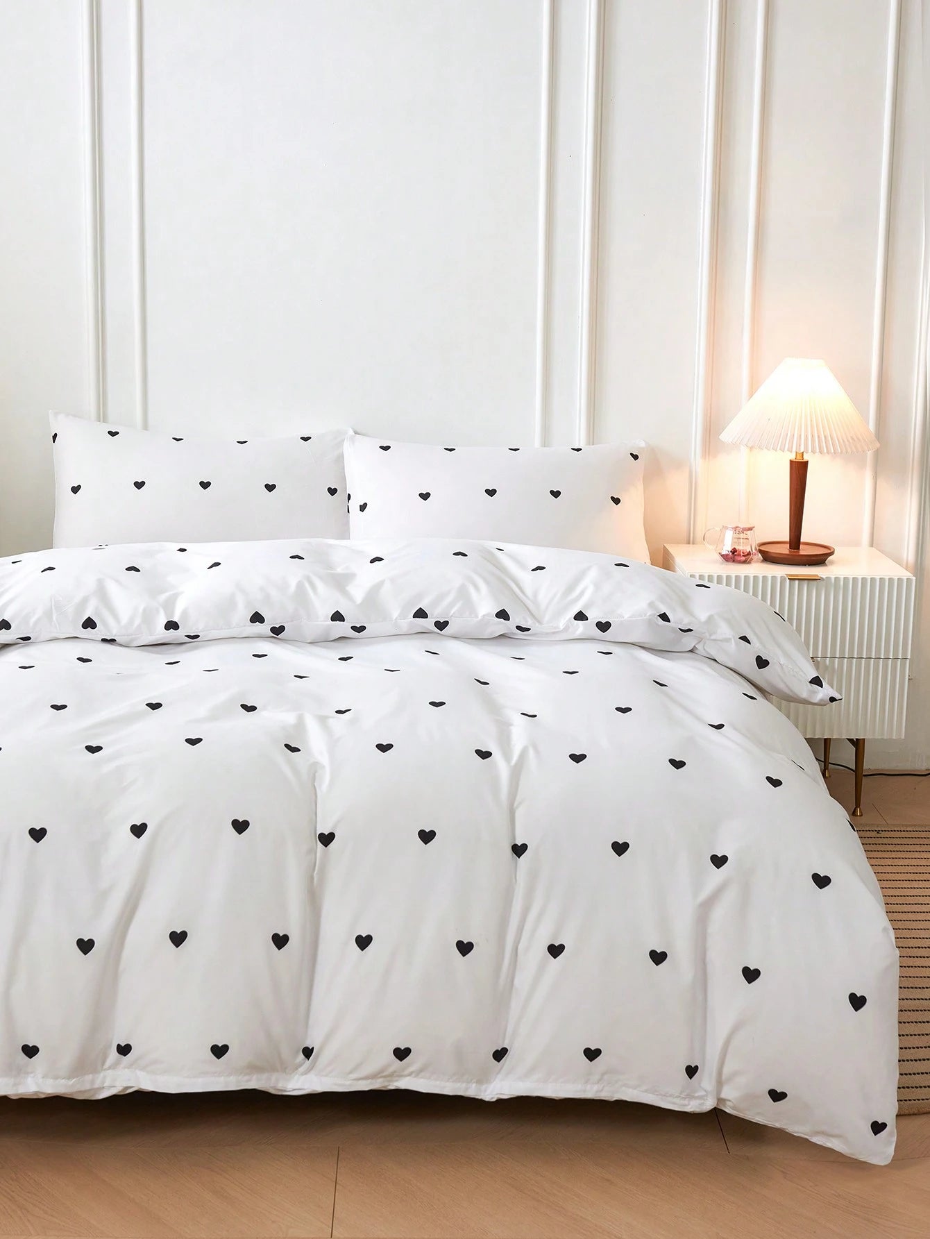 2/3pcs White Fine Polka Dot Pattern Duvet Cover Bedding Set, Soft Breathable Wrinkle-Resistant, Promotes Better Sleep, Luxury Hotel Style, Gift For Parents And Friends, Reversible Dual-Color Duvet Cov