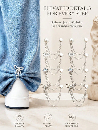2/4/8pcs Multi-Function Pant Leg Clips, Non-Slip Pant Leg Length Adjuster, Prevent Pant Legs From Dragging On The Floor, Suitable For Jeans, Casual Pants, Shirts And Cuffs, Clothing Styling Decorative