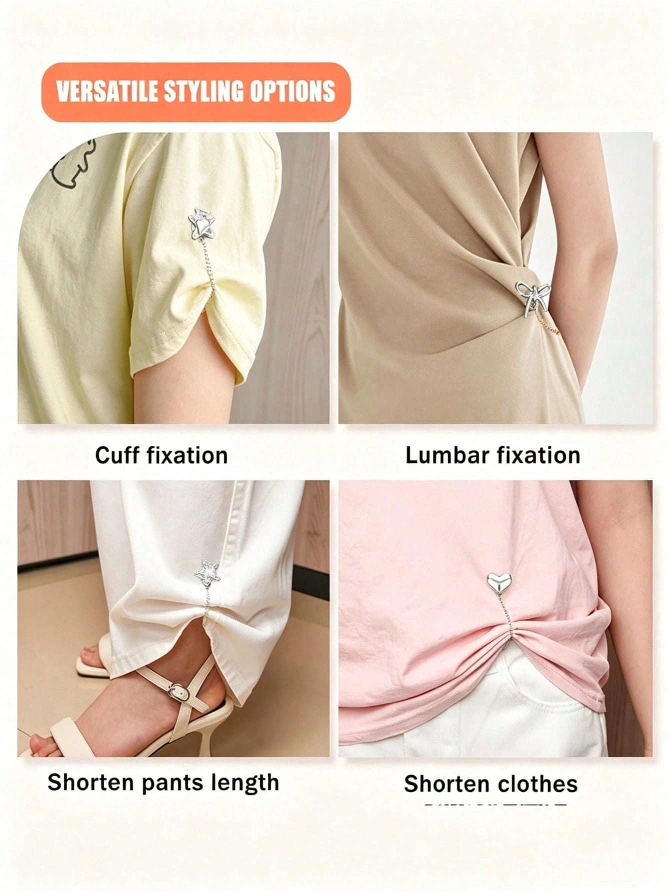 2/4/8pcs Multi-Function Pant Leg Clips, Non-Slip Pant Leg Length Adjuster, Prevent Pant Legs From Dragging On The Floor, Suitable For Jeans, Casual Pants, Shirts And Cuffs, Clothing Styling Decorative