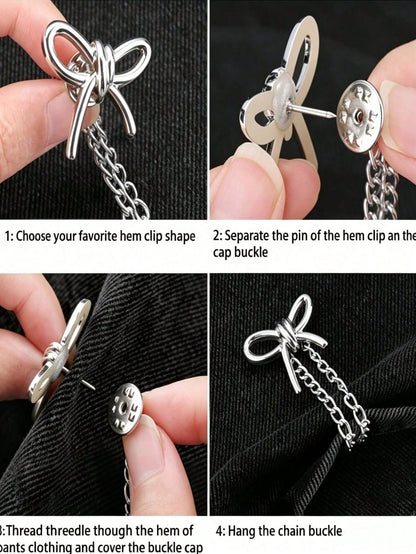 2/4/8pcs Multi-Function Pant Leg Clips, Non-Slip Pant Leg Length Adjuster, Prevent Pant Legs From Dragging On The Floor, Suitable For Jeans, Casual Pants, Shirts And Cuffs, Clothing Styling Decorative