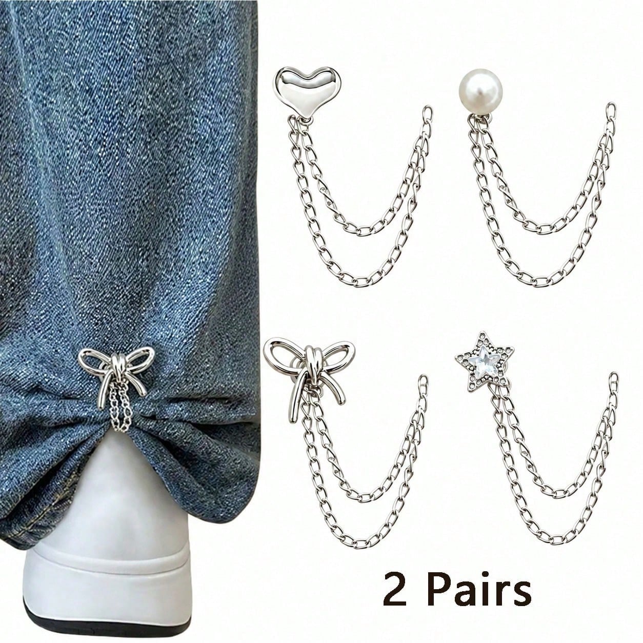 2/4/8pcs Multi-Function Pant Leg Clips, Non-Slip Pant Leg Length Adjuster, Prevent Pant Legs From Dragging On The Floor, Suitable For Jeans, Casual Pants, Shirts And Cuffs, Clothing Styling Decorative