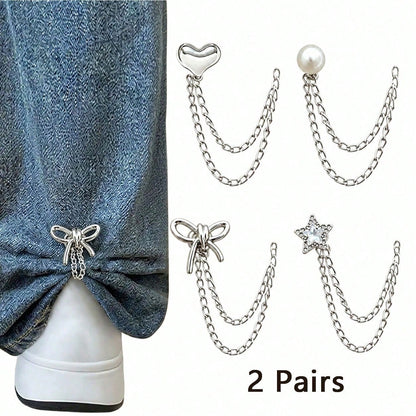 2/4/8pcs Multi-Function Pant Leg Clips, Non-Slip Pant Leg Length Adjuster, Prevent Pant Legs From Dragging On The Floor, Suitable For Jeans, Casual Pants, Shirts And Cuffs, Clothing Styling Decorative