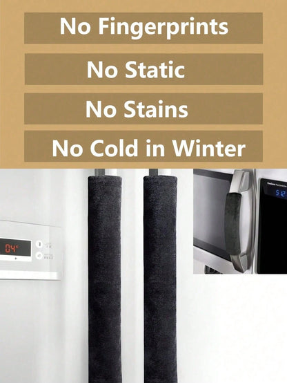 2/4Pcs Universal Appliance Handle Covers, Heat-Resistant Anti-Collision Silicone & Stain-Resistant Cloth Sleeve, Cold Hot Protection Grip, For Refrigerator Microwave Dishwasher Oven, Anti-Stain Anti-F