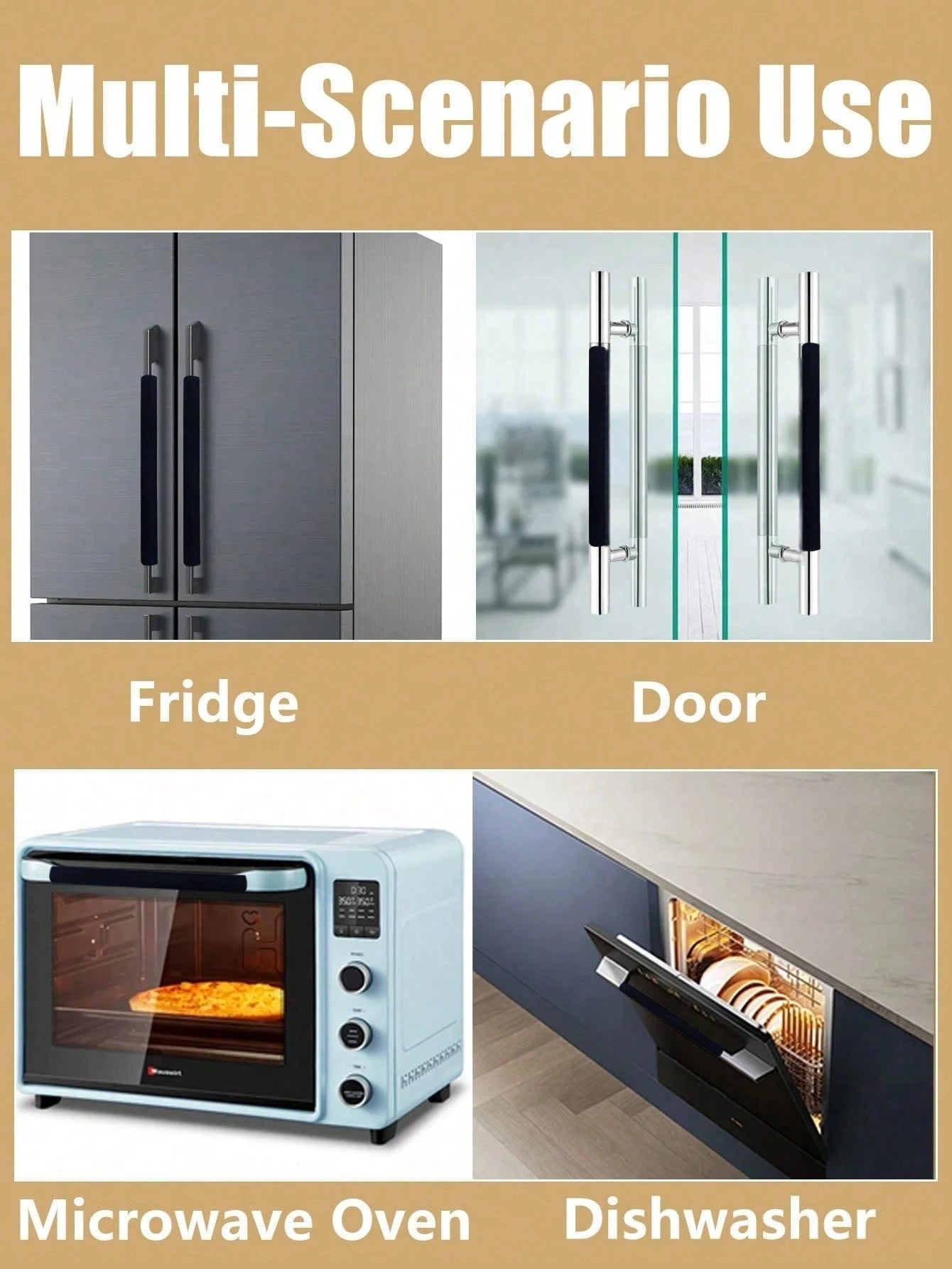 2/4Pcs Universal Appliance Handle Covers, Heat-Resistant Anti-Collision Silicone & Stain-Resistant Cloth Sleeve, Cold Hot Protection Grip, For Refrigerator Microwave Dishwasher Oven, Anti-Stain Anti-F