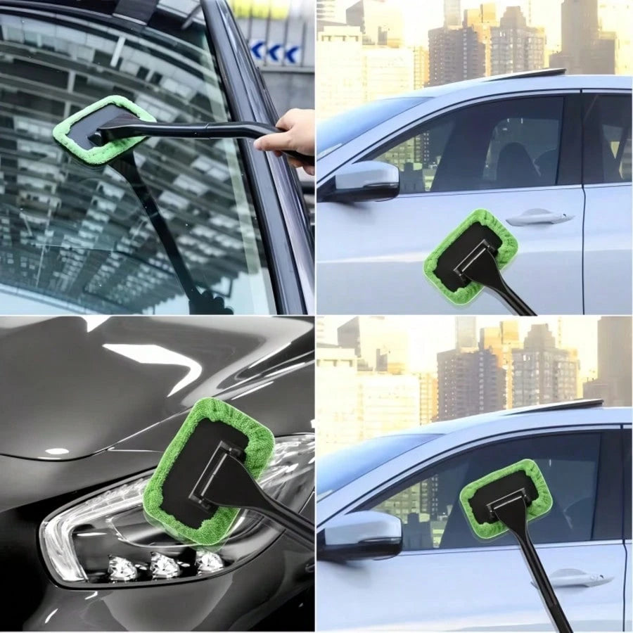 2-In-1 Car Glass Cleaning Stick With Replaceable Brush Head, Dust Removal And Anti-Fog Functions, Easily Clean Windshield And Car Windows