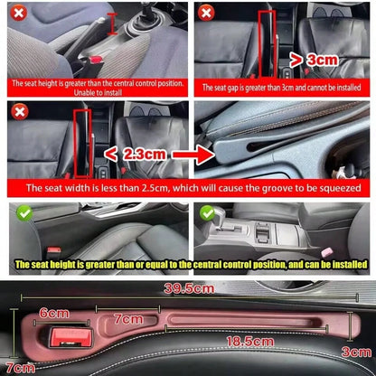 2-In-1 Car Seat Gap Filler & Storage Box, Multi-Functional Organizer, Anti-Drop Anti-Slip Crevice Box, Practical Car Accessories