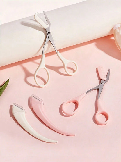 2-In-1 Eyebrow Grooming Set, Eyebrow Scissors With Comb + Curved Eyebrow Razor, Precision Eyebrow Shaping Tool, Gentle Skin-Friendly Eyebrow Care Set, Suitable For Daily Grooming, Pre-Makeup Preparati