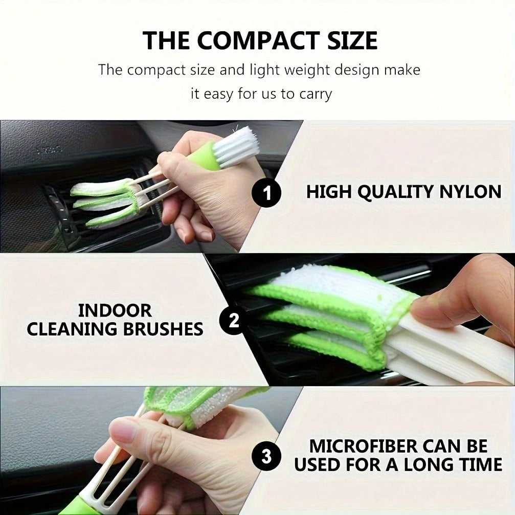 2 In 1 Multifunctional PE Car Vent Cleaning Brush Detachable Washable Air Conditioning Curtain Dust Removal Brush For Cleaning Interior Details Corners Of Ships And Vehicles