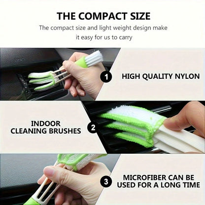 2 In 1 Multifunctional PE Car Vent Cleaning Brush Detachable Washable Air Conditioning Curtain Dust Removal Brush For Cleaning Interior Details Corners Of Ships And Vehicles