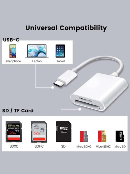 2-In-1 USB-C To SD/Micro SD Card Reader, Type-C To SD Card Reader Adapter, Compatible With Type-C Devices. Supports Compact Flash/CF/SD/MicroSD Cards, Suitable For Tablets, Laptops And Other USB-C Dev