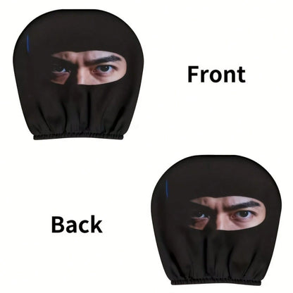 2 Mysterious Eye Cool Mask Printed Car Seat Headrest Covers- Mysterious Design, Universal Models, Easy To Install And Remove, Indispensable For Urban Commuting, Suitable For All Seasons, Ideal In-Car