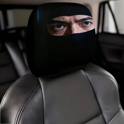 2 Mysterious Eye Cool Mask Printed Car Seat Headrest Covers- Mysterious Design, Universal Models, Easy To Install And Remove, Indispensable For Urban Commuting, Suitable For All Seasons, Ideal In-Car
