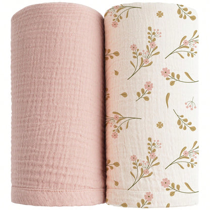 2-Pack Muslin Swaddle Blankets For Boys And Girls, Large 47 X 47 Inch Receiving Blankets, Soft Breathable Baby Swaddles For Newborns