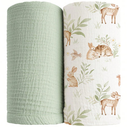 2-Pack Muslin Swaddle Blankets For Boys And Girls, Large 47 X 47 Inch Receiving Blankets, Soft Breathable Baby Swaddles For Newborns