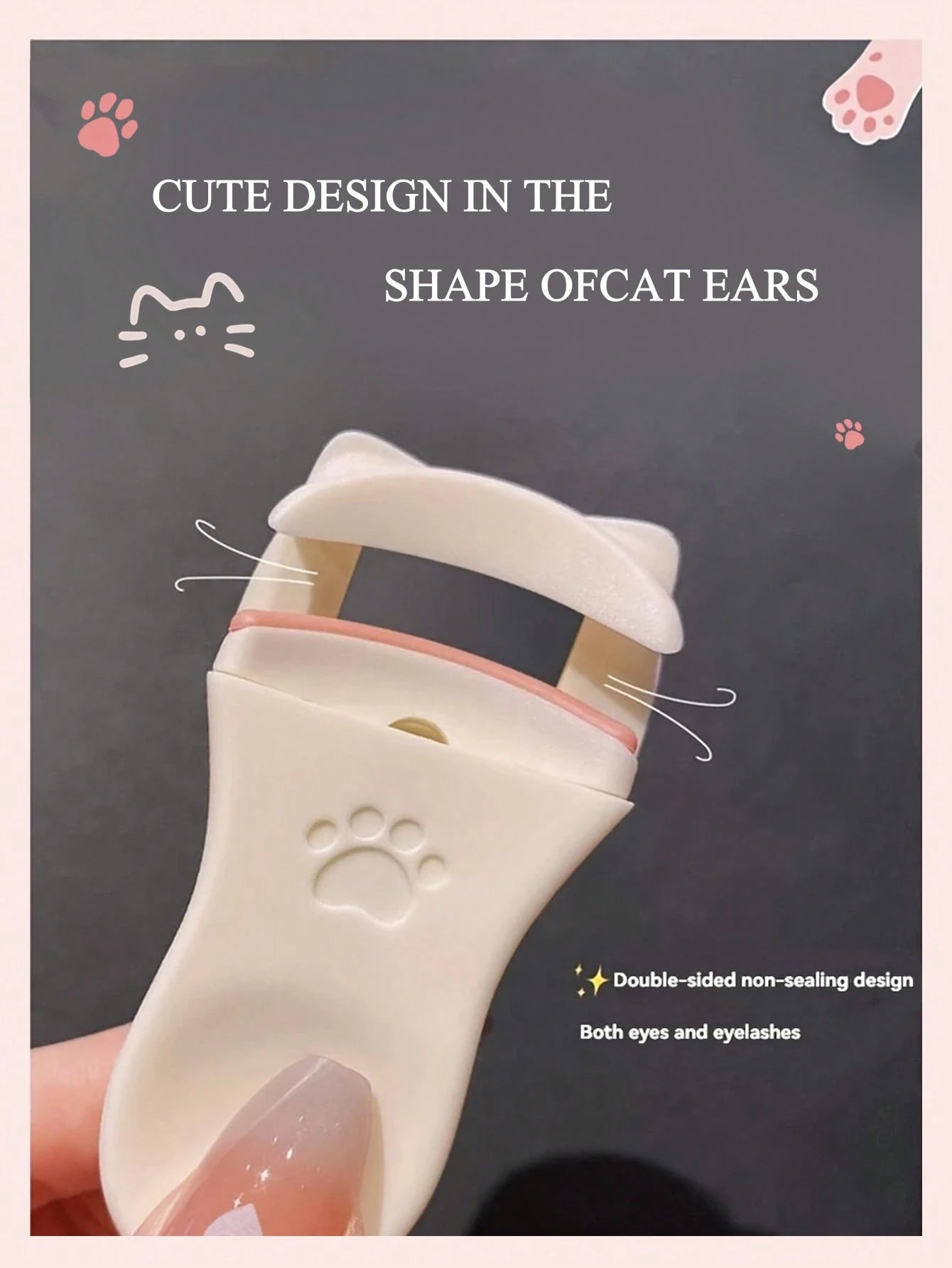 2 Packs/1-Pack Portable Cat Paw Eyelash Curler Set, Rounded Edges Gentle Curling, Manual Styling No Pinching, Long-Lasting Makeup Tool, Travel Portable, Vanity Essential, Affordable Makeup, Holiday Es