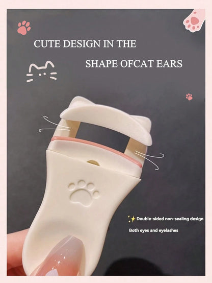 2 Packs/1-Pack Portable Cat Paw Eyelash Curler Set, Rounded Edges Gentle Curling, Manual Styling No Pinching, Long-Lasting Makeup Tool, Travel Portable, Vanity Essential, Affordable Makeup, Holiday Es