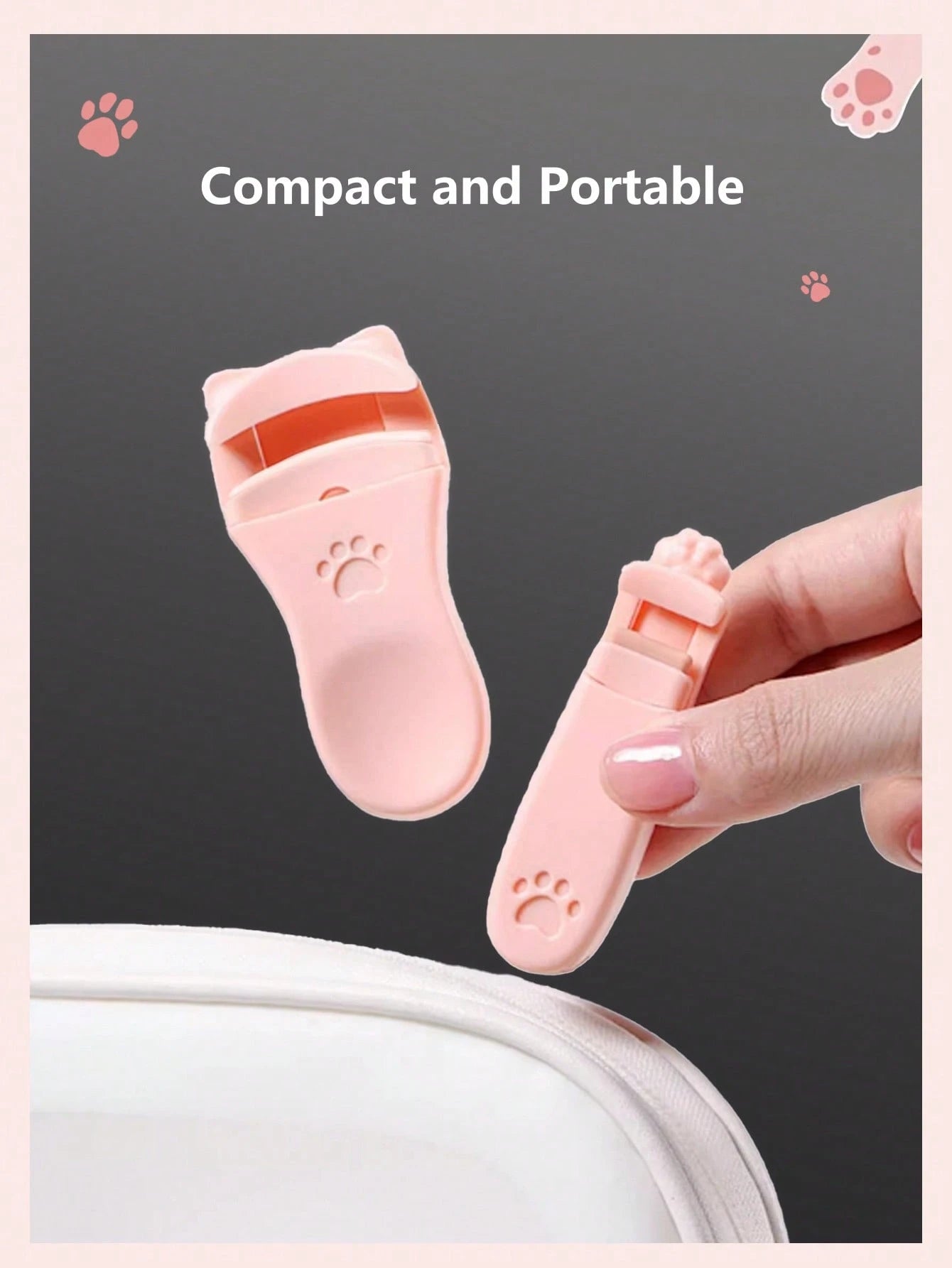 2 Packs/1-Pack Portable Cat Paw Eyelash Curler Set, Rounded Edges Gentle Curling, Manual Styling No Pinching, Long-Lasting Makeup Tool, Travel Portable, Vanity Essential, Affordable Makeup, Holiday Es