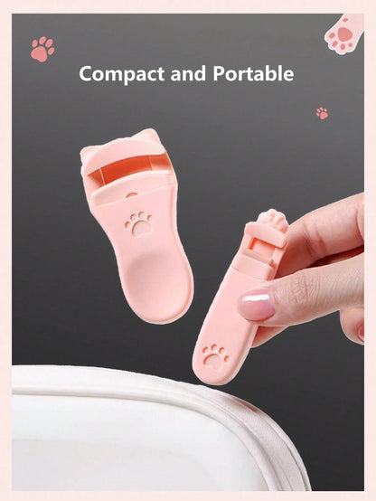2 Packs/1-Pack Portable Cat Paw Eyelash Curler Set, Rounded Edges Gentle Curling, Manual Styling No Pinching, Long-Lasting Makeup Tool, Travel Portable, Vanity Essential, Affordable Makeup, Holiday Es