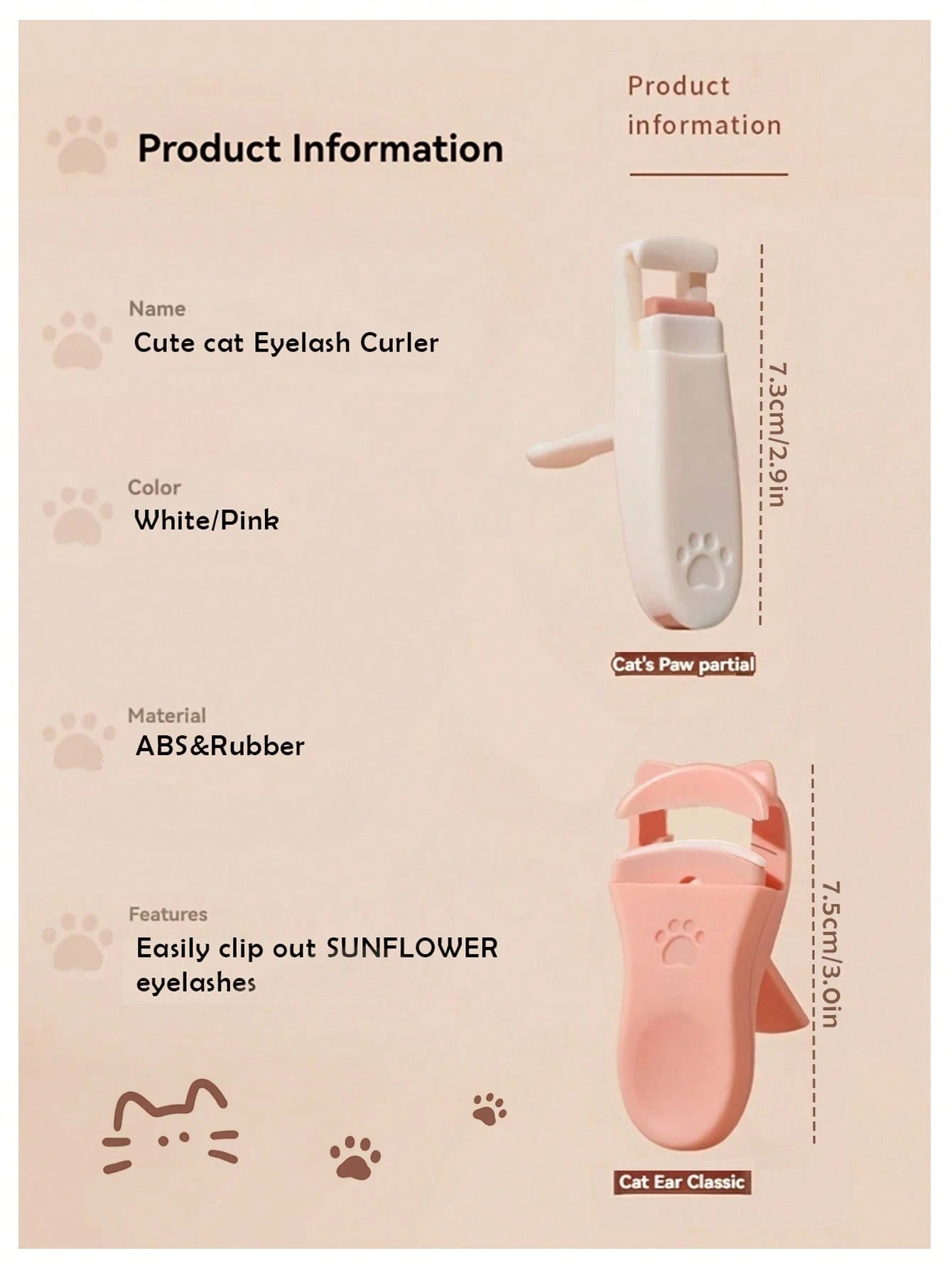 2 Packs/1-Pack Portable Cat Paw Eyelash Curler Set, Rounded Edges Gentle Curling, Manual Styling No Pinching, Long-Lasting Makeup Tool, Travel Portable, Vanity Essential, Affordable Makeup, Holiday Es