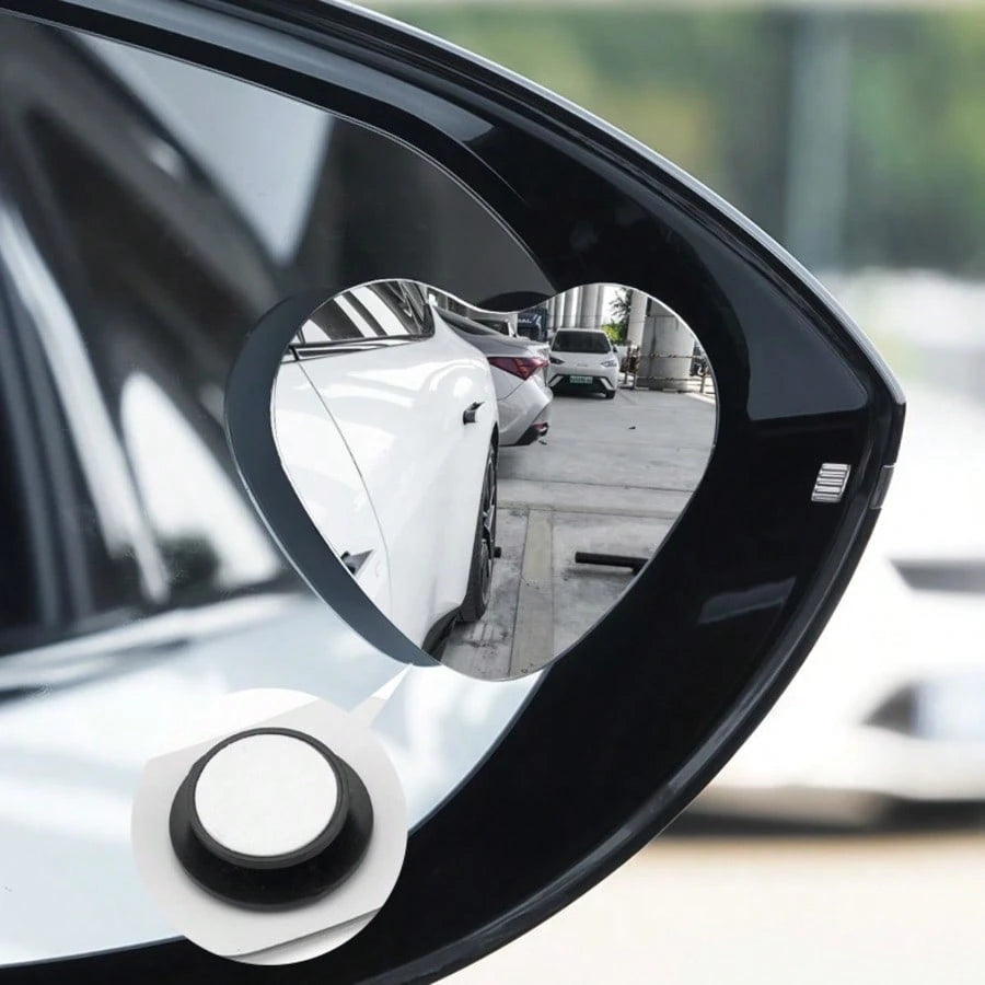 2 Pairs Of Heart-Shaped Blind Spot Mirrors, Car Heart-Shaped Blind Spot Mirrors, Car Frameless Blind Spot Mirrors, 360-Degree Wide-Angle Convex Mirrors, Sector-Shaped Blind Spot Rearview Mirrors, Park