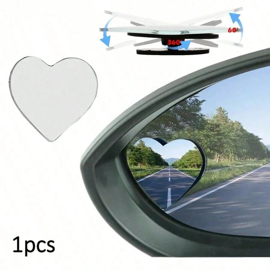 2 Pairs Of Heart-Shaped Blind Spot Mirrors, Car Heart-Shaped Blind Spot Mirrors, Car Frameless Blind Spot Mirrors, 360-Degree Wide-Angle Convex Mirrors, Sector-Shaped Blind Spot Rearview Mirrors, Park