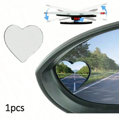 2 Pairs Of Heart-Shaped Blind Spot Mirrors, Car Heart-Shaped Blind Spot Mirrors, Car Frameless Blind Spot Mirrors, 360-Degree Wide-Angle Convex Mirrors, Sector-Shaped Blind Spot Rearview Mirrors, Park