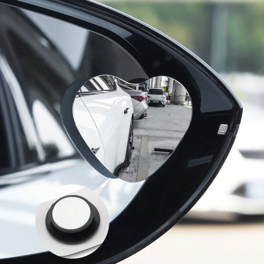 2 Pairs Of Heart-Shaped Blind Spot Mirrors, Car Heart-Shaped Blind Spot Mirrors, Car Frameless Blind Spot Mirrors, 360-Degree Wide-Angle Convex Mirrors, Sector-Shaped Blind Spot Rearview Mirrors, Park