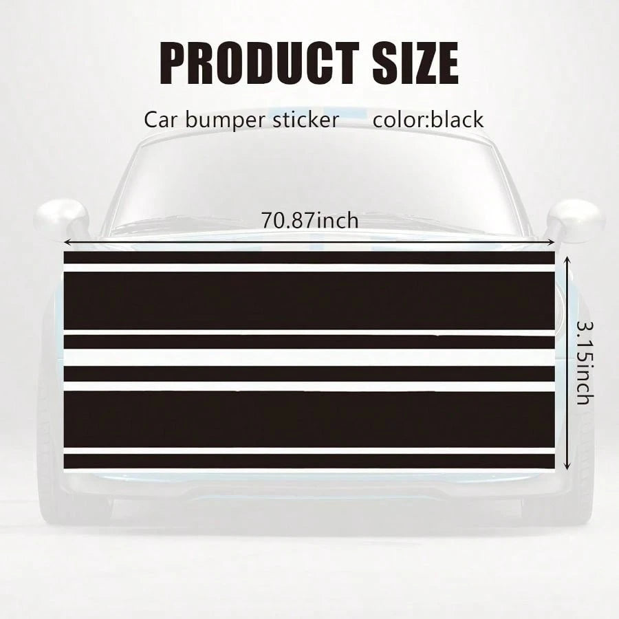 2 PCS Car Hood Stickers, Modified Racing Vinyl Stripe Decals, Hood Bumper Decorations, Universal Body Stickers Most (Black)