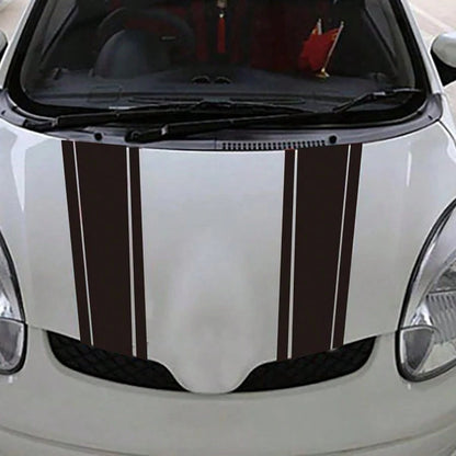 2 PCS Car Hood Stickers, Modified Racing Vinyl Stripe Decals, Hood Bumper Decorations, Universal Body Stickers Most (Black)