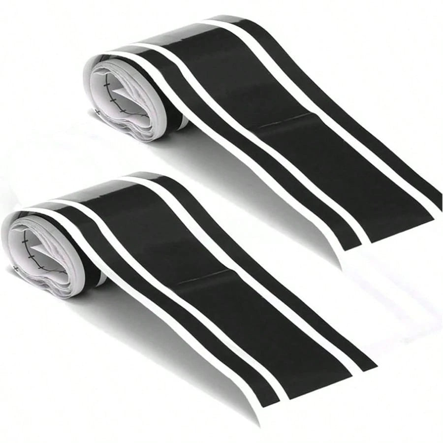 2 PCS Car Hood Stickers, Modified Racing Vinyl Stripe Decals, Hood Bumper Decorations, Universal Body Stickers Most (Black)
