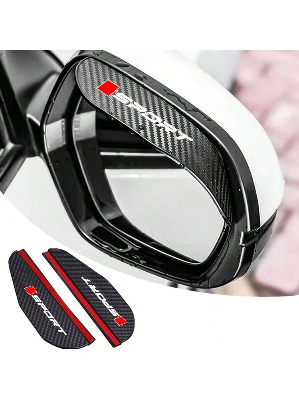 2 Pcs Car Rearview Mirror Rain Eyebrow Carbon Fiber Rearview Mirror Rain Snow Blocker Sun Visor For Audi BMW Mercedes Benz For VW Toyota