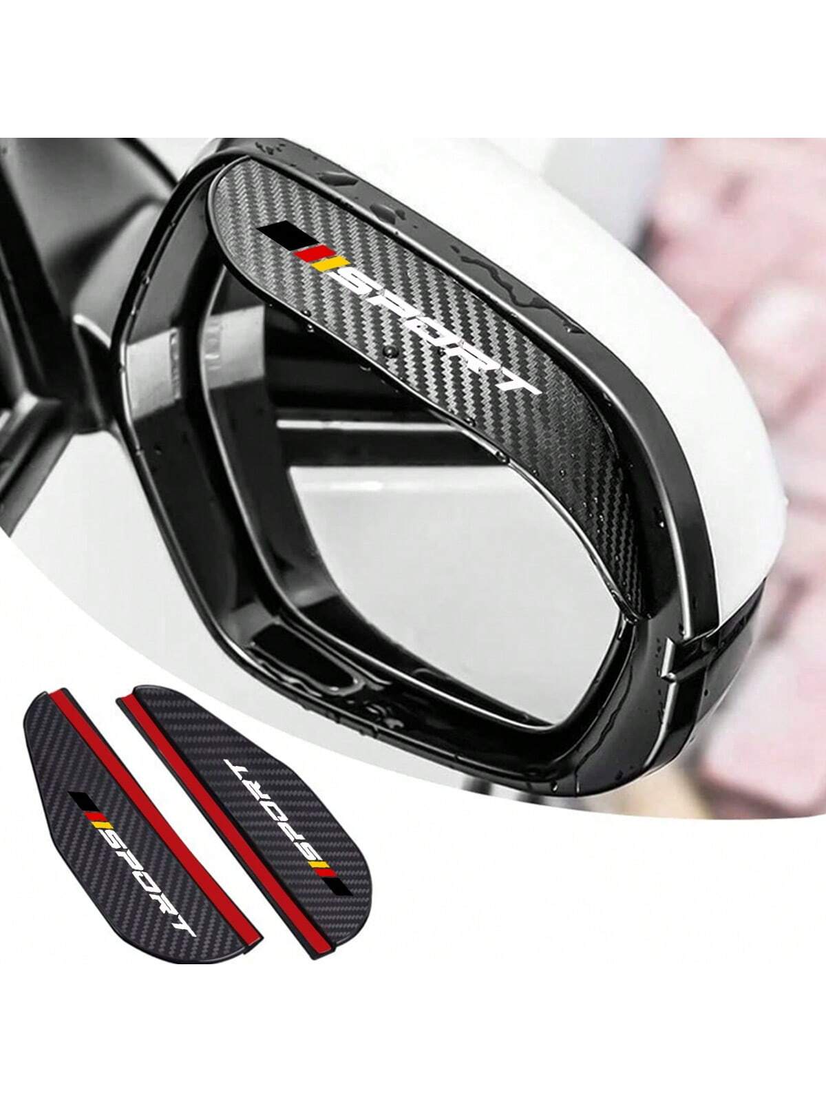 2 Pcs Car Rearview Mirror Rain Eyebrow Carbon Fiber Rearview Mirror Rain Snow Blocker Sun Visor For Audi BMW Mercedes Benz For VW Toyota