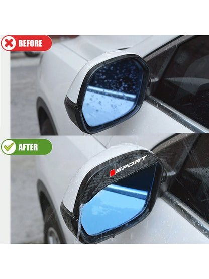2 Pcs Car Rearview Mirror Rain Eyebrow Carbon Fiber Rearview Mirror Rain Snow Blocker Sun Visor For Audi BMW Mercedes Benz For VW Toyota